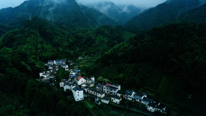 烟雨朦胧唯美山村江南水乡大山皖南大好河山