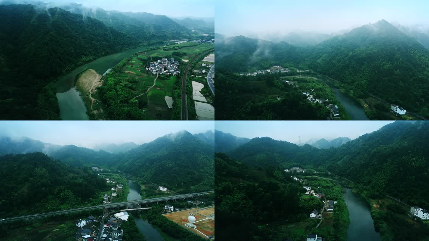 烟雨朦胧唯美山村江南水乡大山皖南大好河山