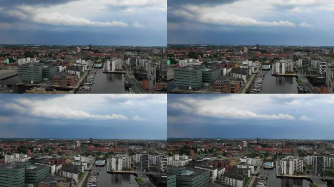 丹麦欧登塞市的航拍视频