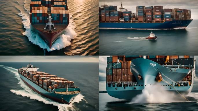 远洋集装箱货轮航拍4K视频素材