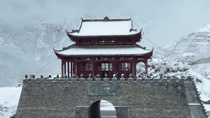 松潘古城雪景原始素材