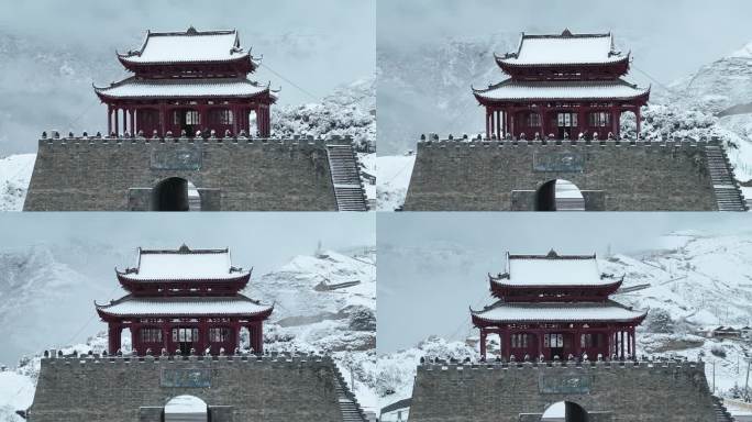 松潘古城雪景原始素材