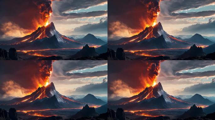 火山火山爆发火山喷发岩浆空间画卷动态史诗