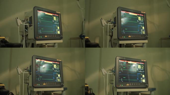 显示病人心率的生命体征的计算机监视器