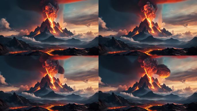 火山火山爆发火山喷发岩浆空间画卷动态抽象