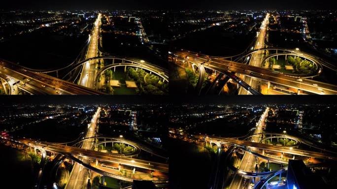 城市立交桥高架桥夜景汽车车流视频素材