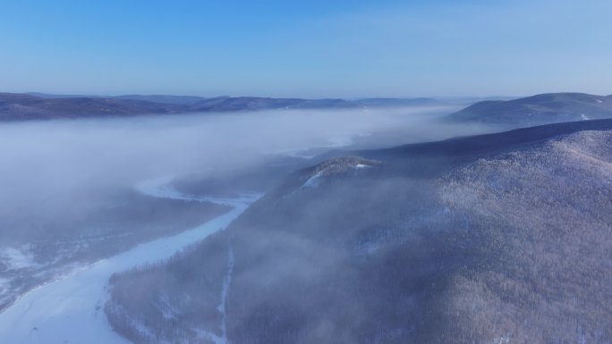 航拍冬季云海雾凇视频素材 (27)