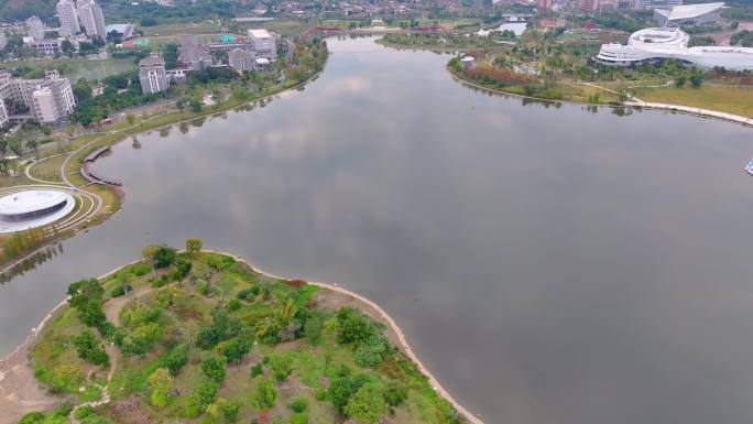 福州旗山湖公园航拍闽侯县福建城市风景风光