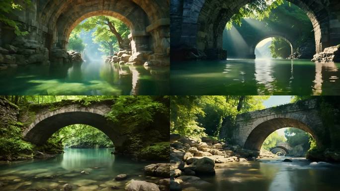 光影小溪：小桥下的阳光与流水之歌