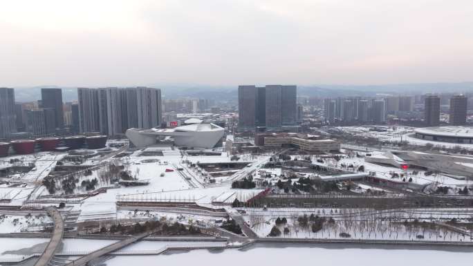 太原长风商务区、百花谷雪景航拍