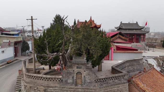 河南洛阳孟津历史古迹风景名胜老君庙航拍