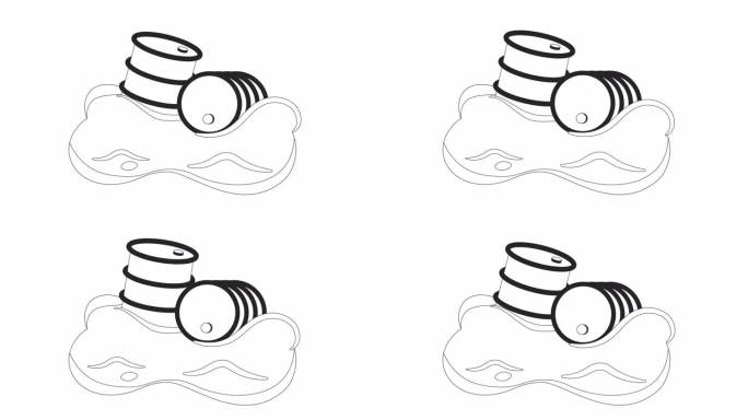浮在水面上的油桶是卡通动画