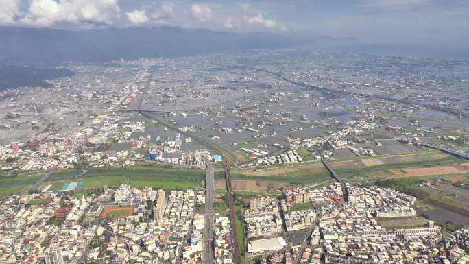 中国台湾宜兰市高空航拍