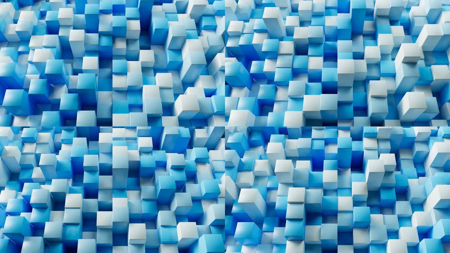 蓝色方块动画矩阵墙体