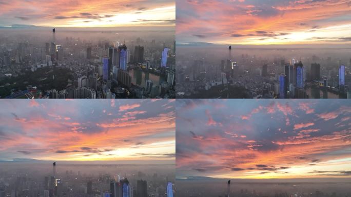 武汉城市建筑火烧云