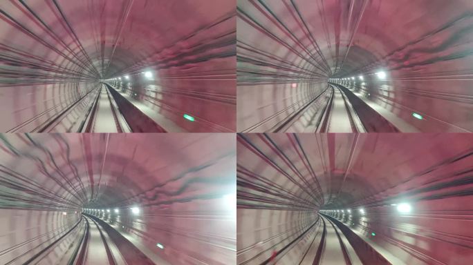 唯美城市地铁高铁动车列车交通隧道穿梭行驶