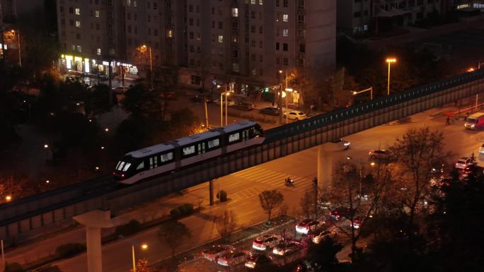 西安新地标高新云巴轨道交通运输城市夜景