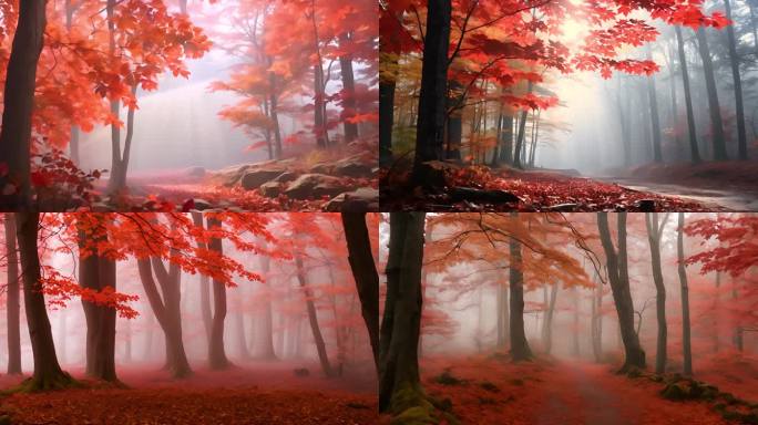 秋韵迷雾：红叶森林中的神秘旅程