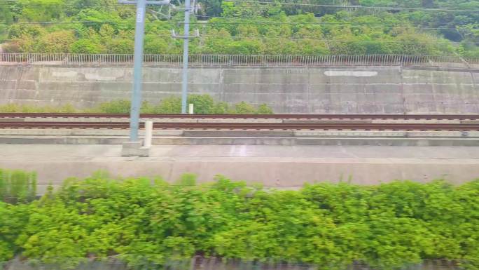 火车动车高铁行驶车窗外的风景风光视频素材