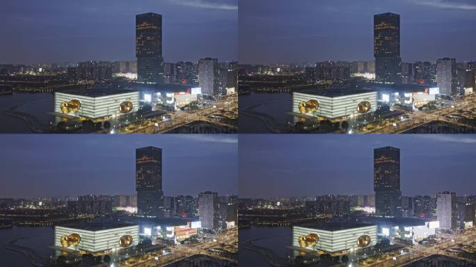 上海嘉定区嘉定新城建筑傍晚夜景