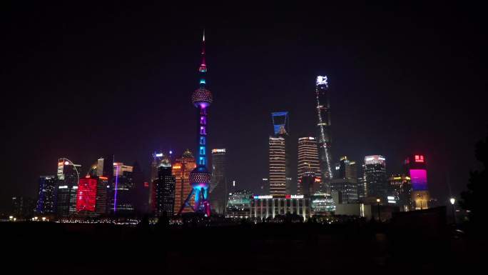 上海外滩东方明珠夜景 万国建筑群夜景延时