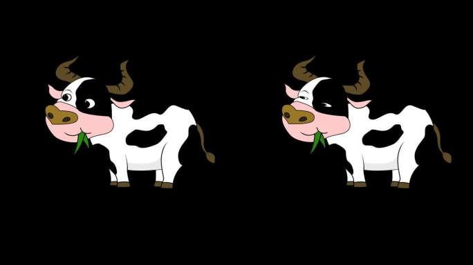 奶牛 牛吃草 卡通 MG 透明通道 循环