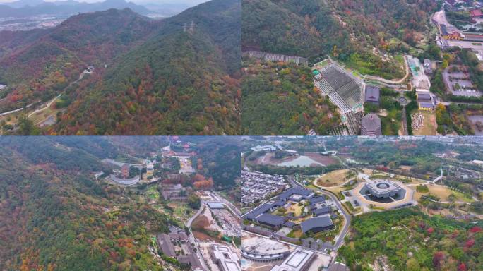 浙江绍兴会稽山大禹陵景区航拍越城区风景大