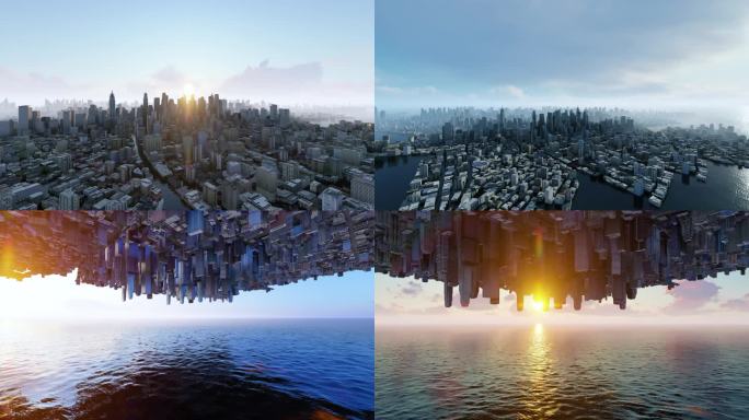 镜像城市 海面城市 城市抽象