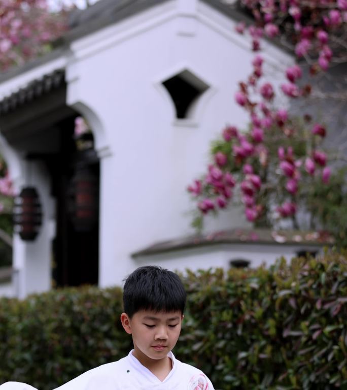 （慢镜）古风建筑汉服男孩跳舞活力