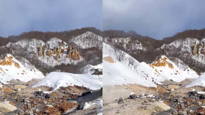 地狱谷(地狱谷)，北海道热气腾腾的火山，温泉。