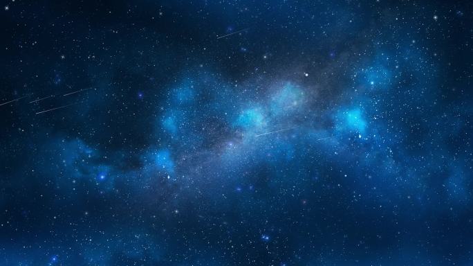 4k蓝色银河流星星空循环