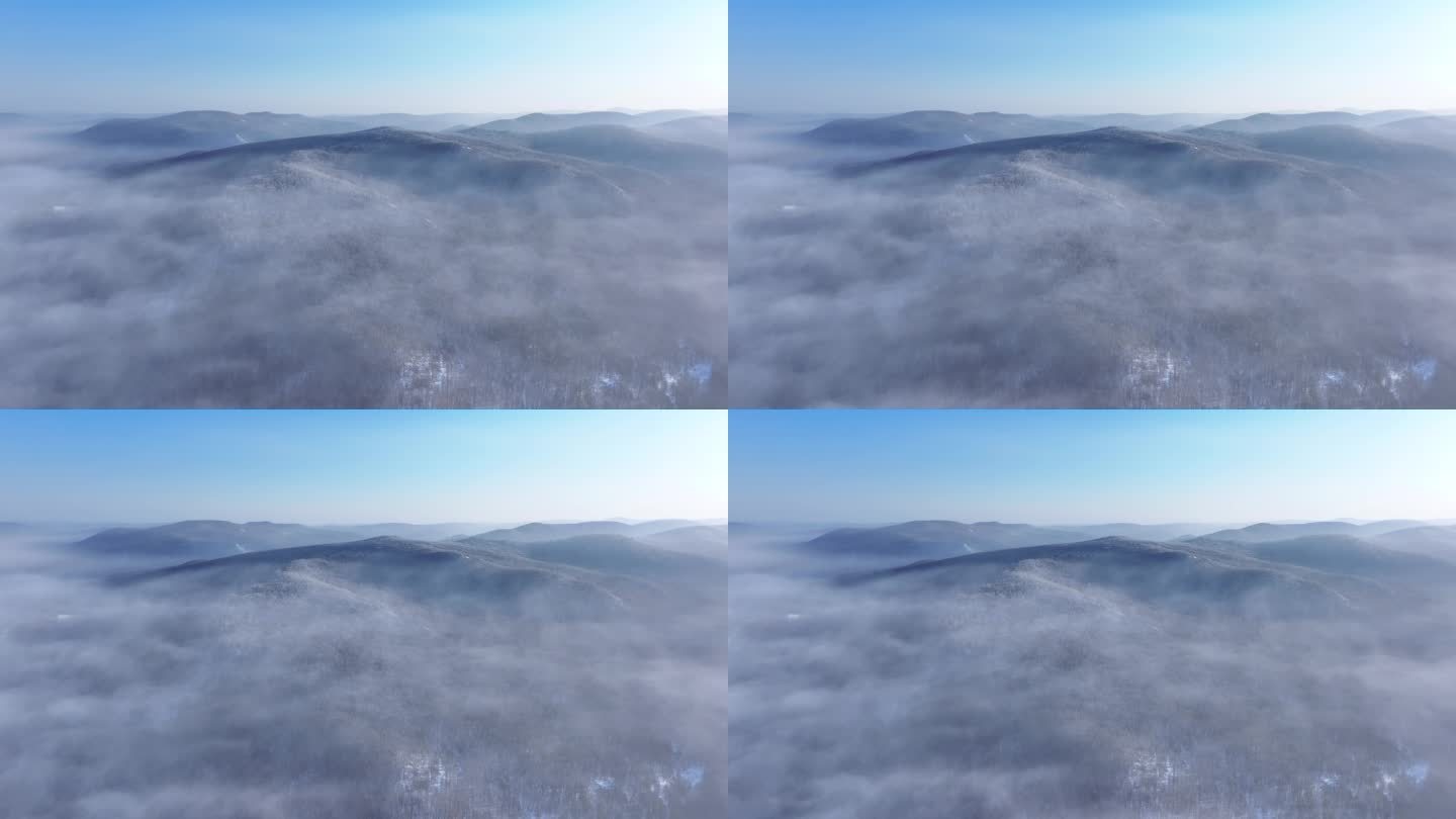 航拍冬季云海雾凇视频素材 (40)