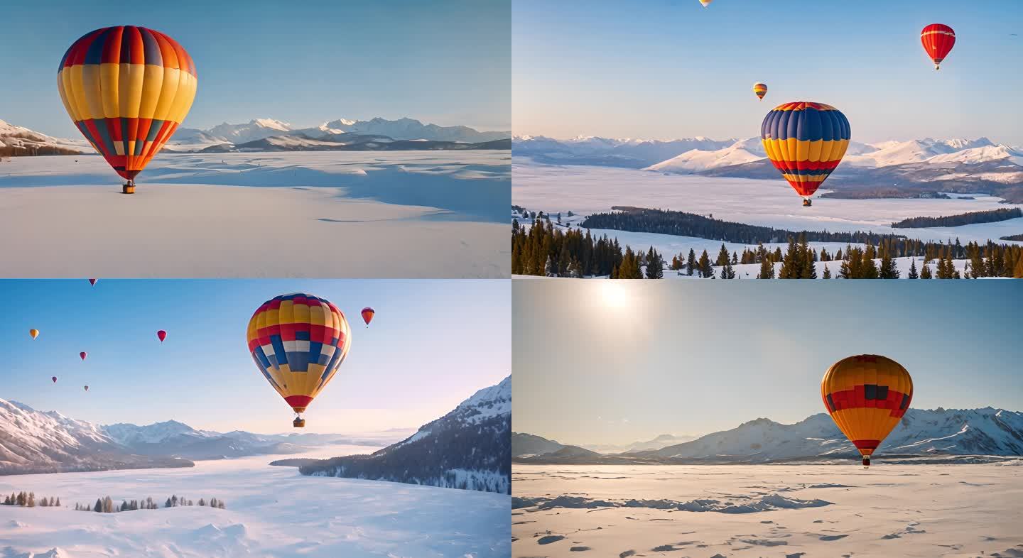 冬日梦境：雪中热气球的空中之旅