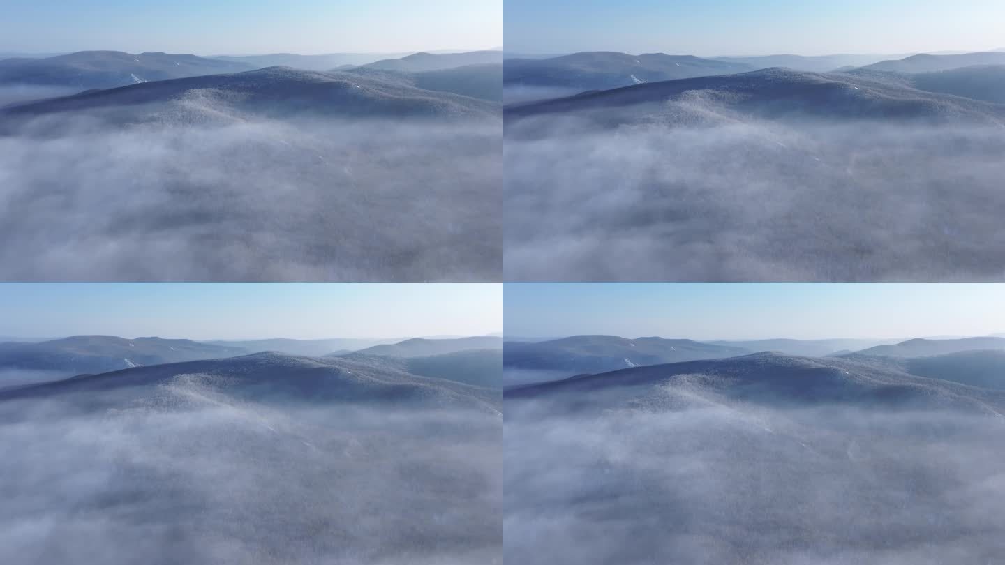 航拍冬季云海雾凇视频素材 (33)