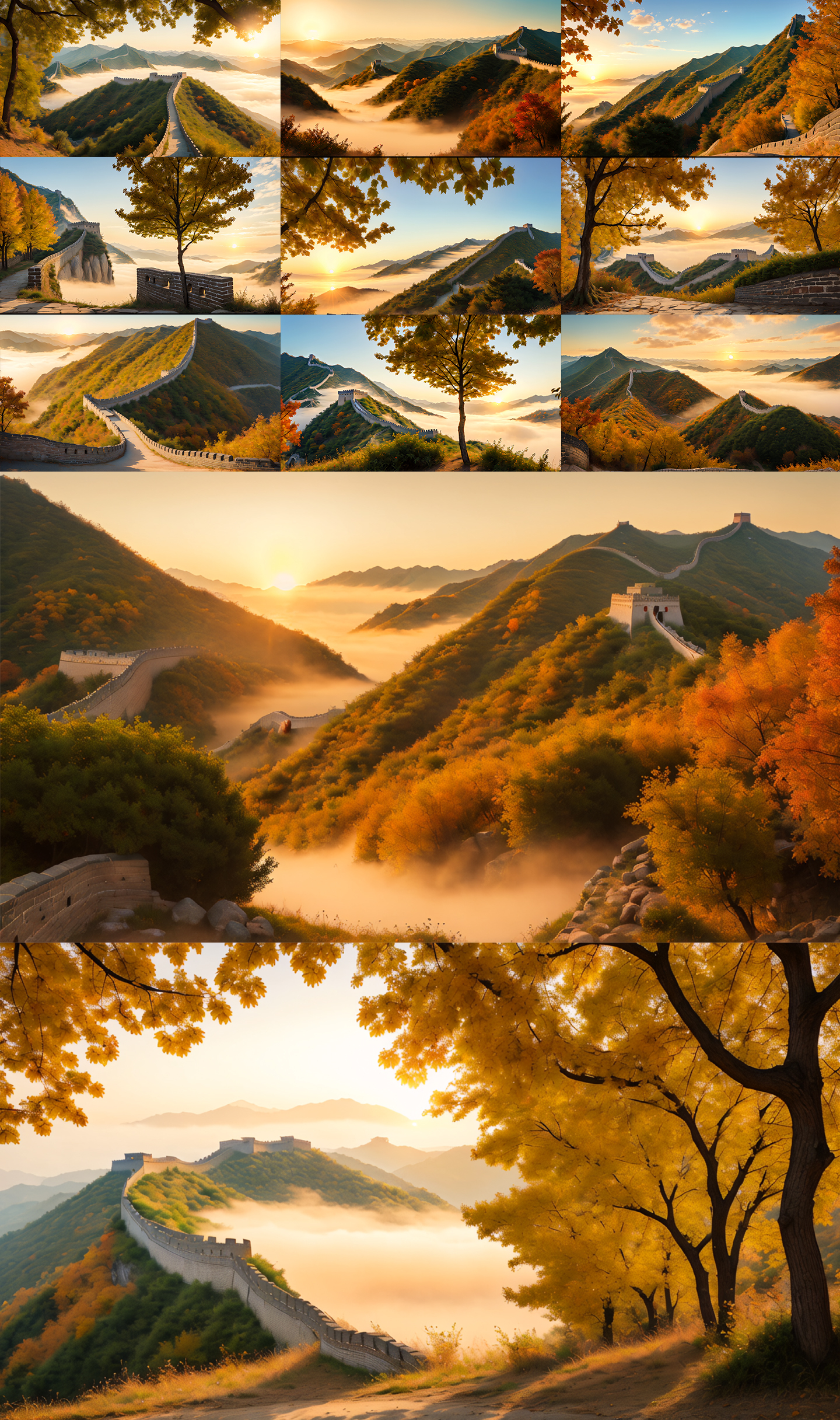 万里长城秋天绝美日出美丽中国LED背景