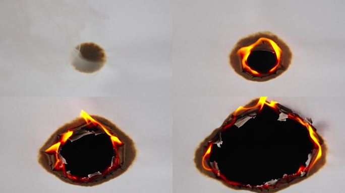 燃烧的白纸火焰蔓延