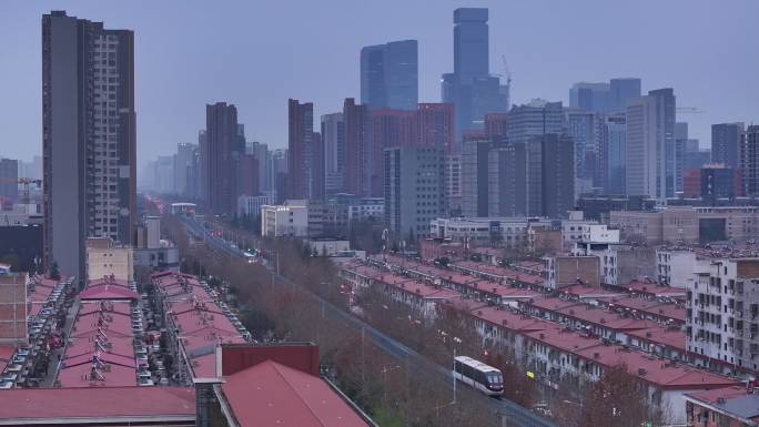 西安新地标高新云巴轨道交通运输城市夜景