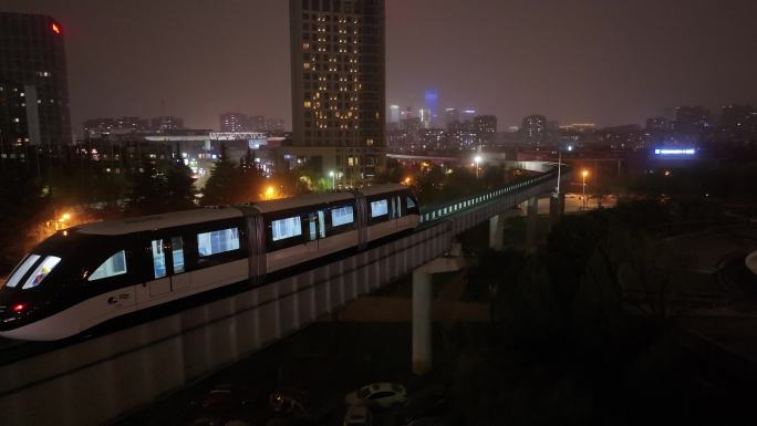 西安新地标高新云巴轨道交通运输城市夜景
