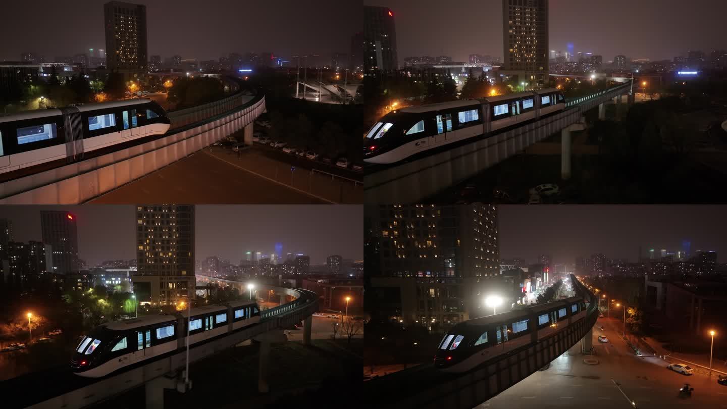 西安新地标高新云巴轨道交通运输城市夜景