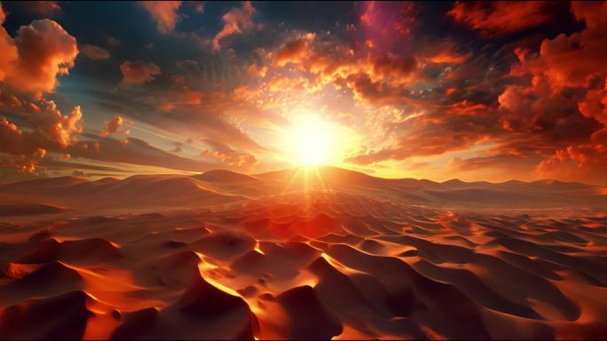 沙漠敦煌风光、沙漠日出日落一带一路