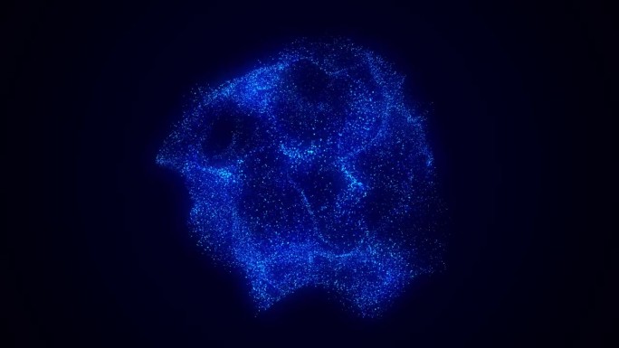 抽象的蓝色球体与连接点。线框技术的粒子球。大数据可视化。3 d渲染。