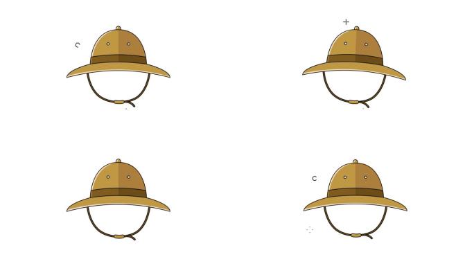 户外帽子动画运动平面设计。野营帽无缝循环矢量