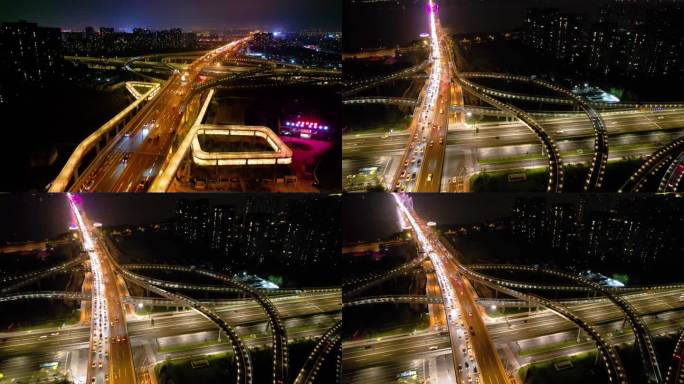 杭州钱塘江立交桥车流夜景风景视频素材