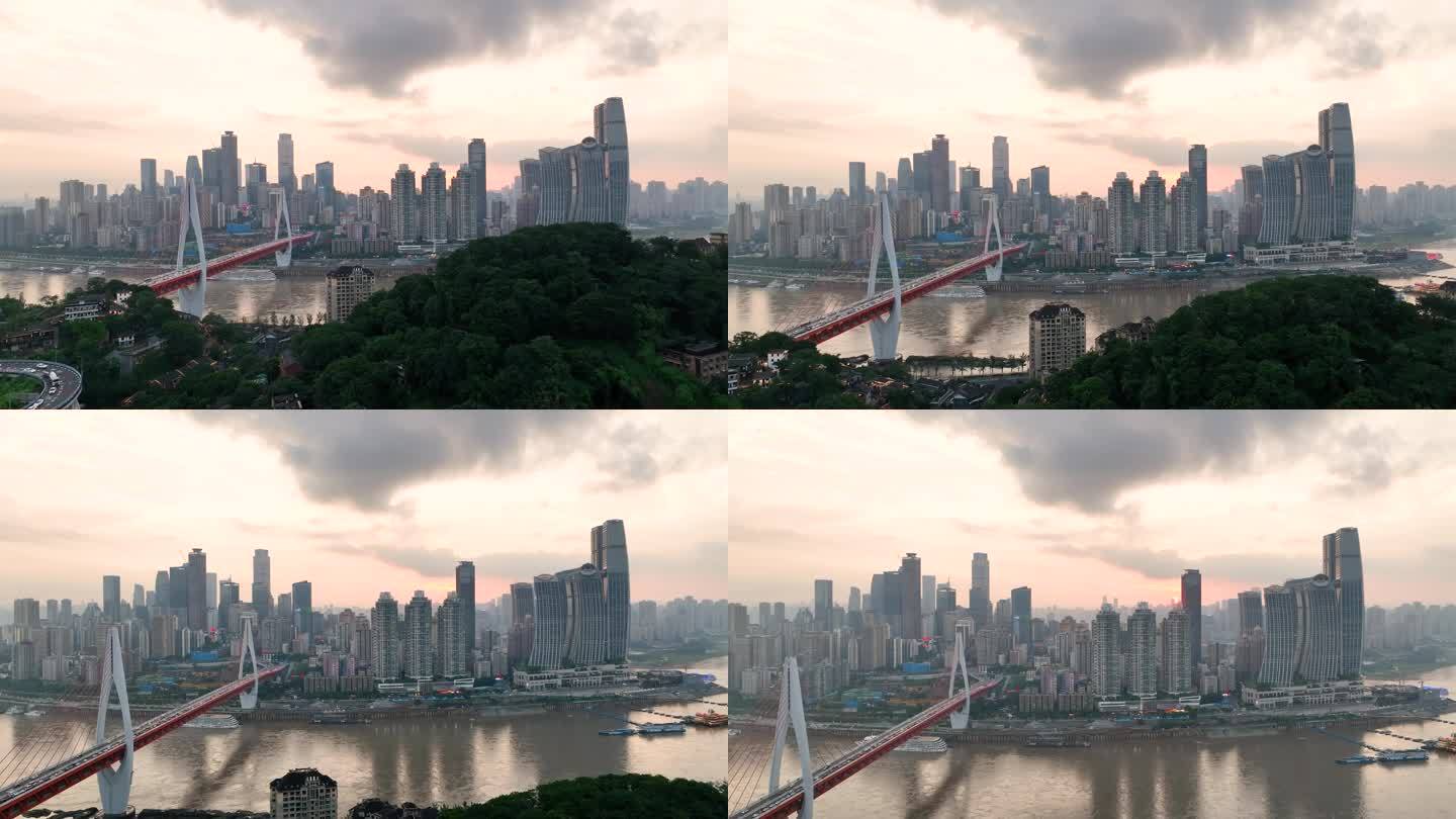 重庆渝中区航拍 弹子石东水门长江大桥