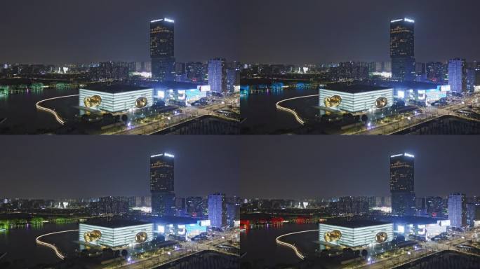 上海嘉定区嘉定新城建筑傍晚夜景