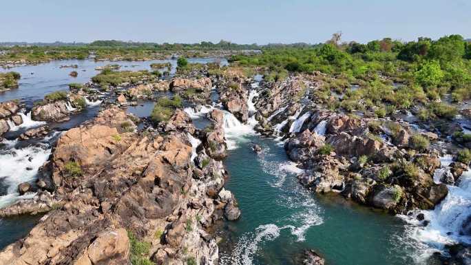 老挝四千美岛的利皮瀑布群