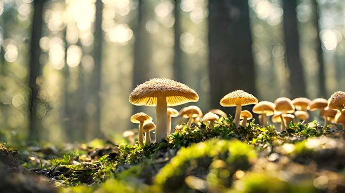 【蘑菇】自然森林阳光光影下的蘑菇