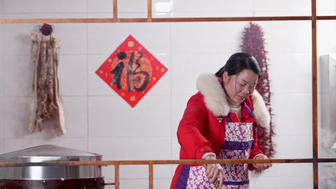 农家妇女做饭 乡村振兴农家院