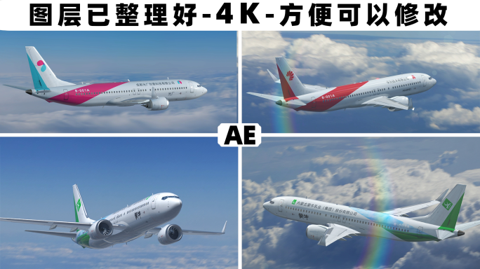 10组飞机飞翔带LOGO镜头