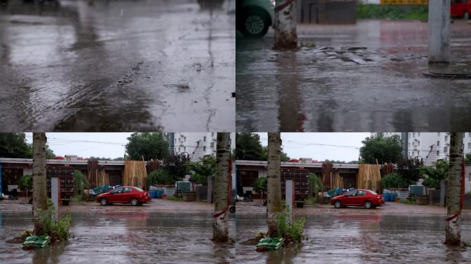 清明时节农村下雨街道